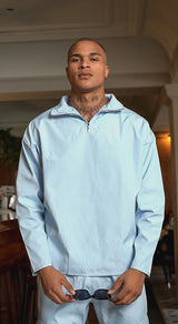 Nylon Jumper Halfzip Baby Blau